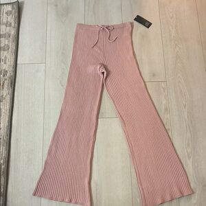 Stylish Pink Ribbed Kids Pants